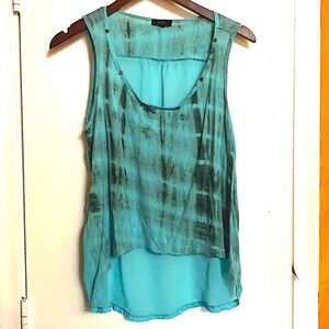 Light Blue & Black Studded Tie Dye Top